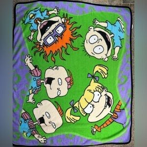 Rugrats Blanket 90s Vintage Cartoon Nickelodeon Viacom Fleece Collectible Gift